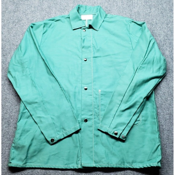 Proban Westex Jacket Mens XL FR-7A Green Solid Long Sleeve Button Cotton USA - Picture 1 of 8
